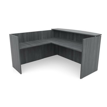 gray l-shaped reception desk